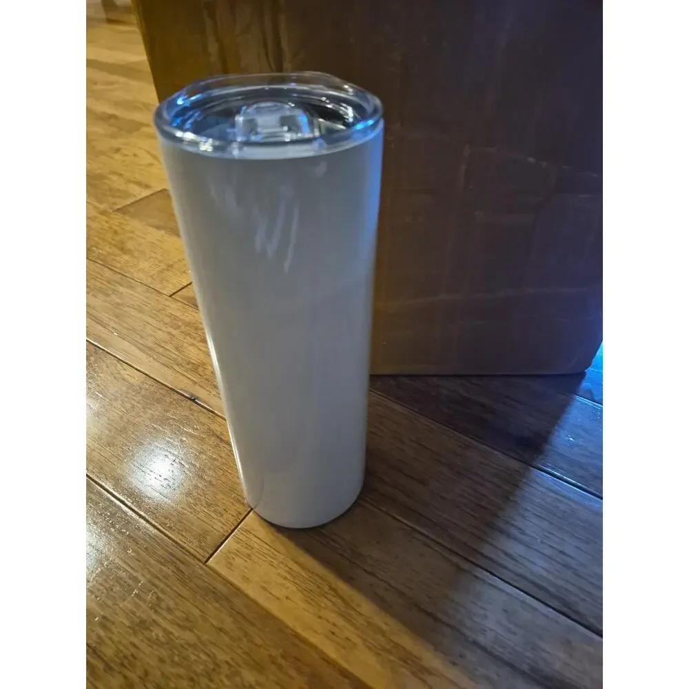 5 Pack White Skinny Tumbler with Lid Straw 20oz Style Blank Insulated Cup
